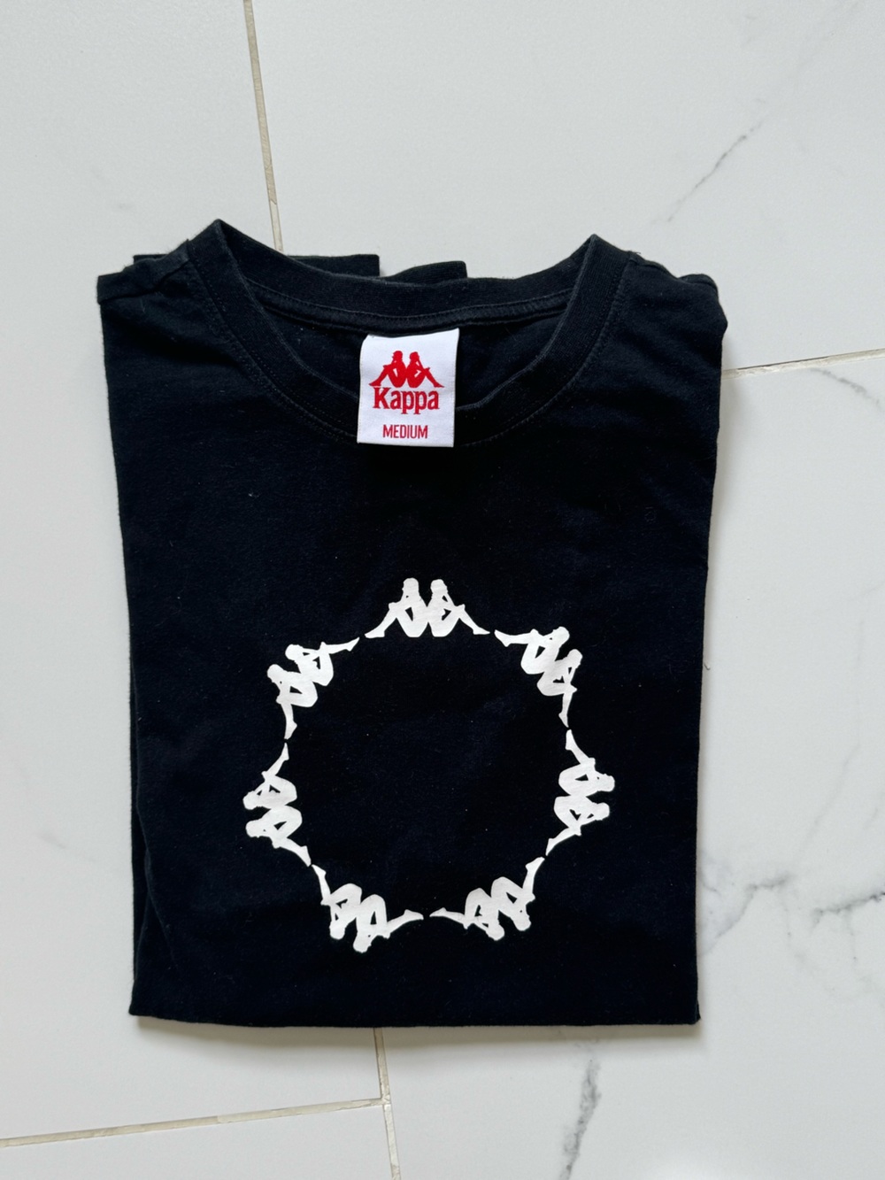 Kappa Black T-Shirt with White Logo Ring